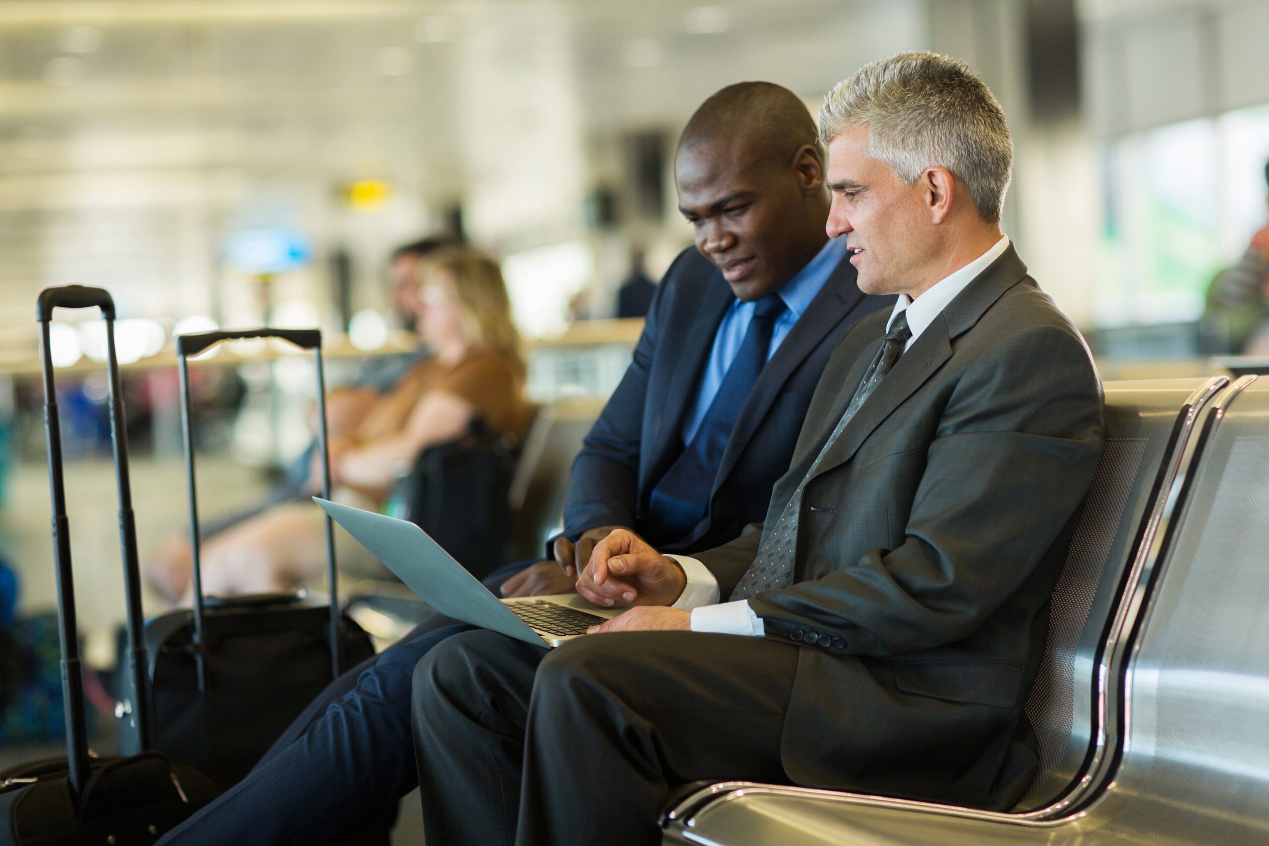 business man travelers using laptop