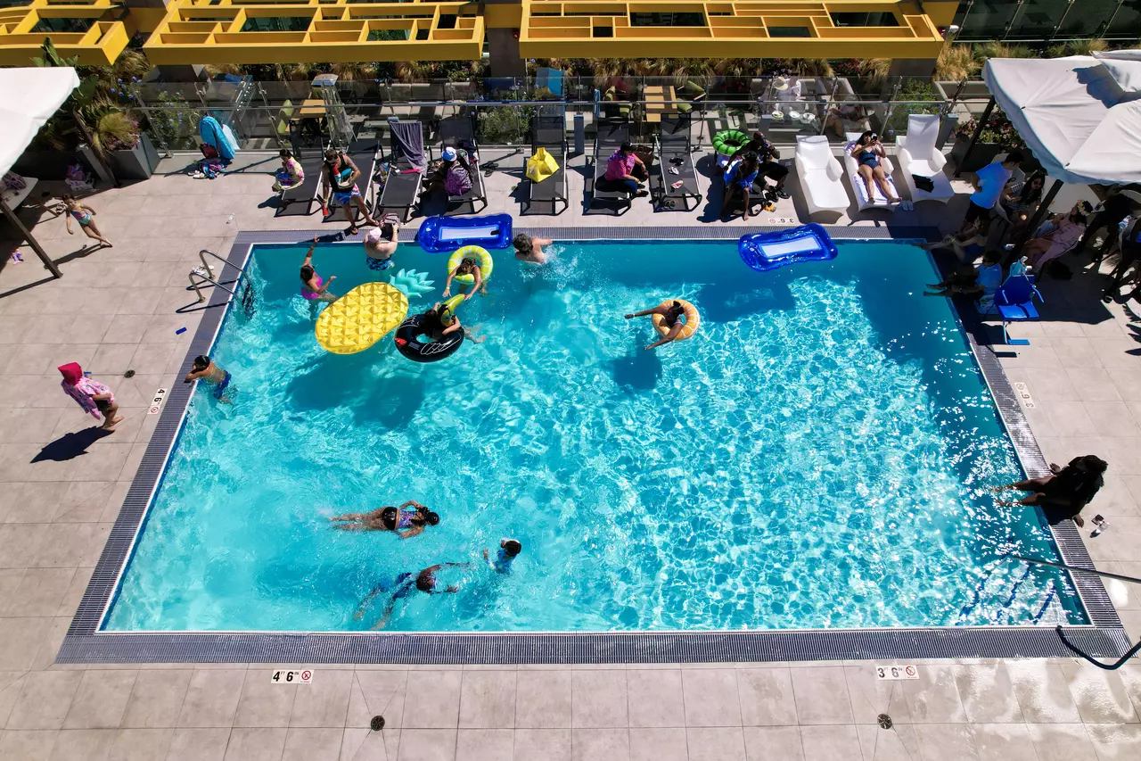 top view of a roof pool